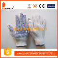 Bleach Cotton/Polyester String Knit Glove Blue PVC Dots One Side (DKP150)